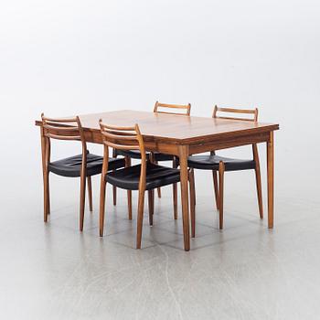 A Table from Slagelse Möbelvaerk A/S and 4 chairs, Niels Otto Møller, JL Møller. Denmark, 1960's.