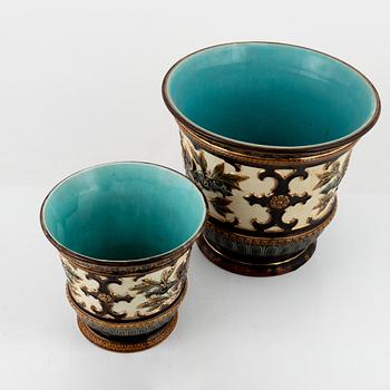 Rörstrand, two creamware flower pots, Sweden ca 1900.