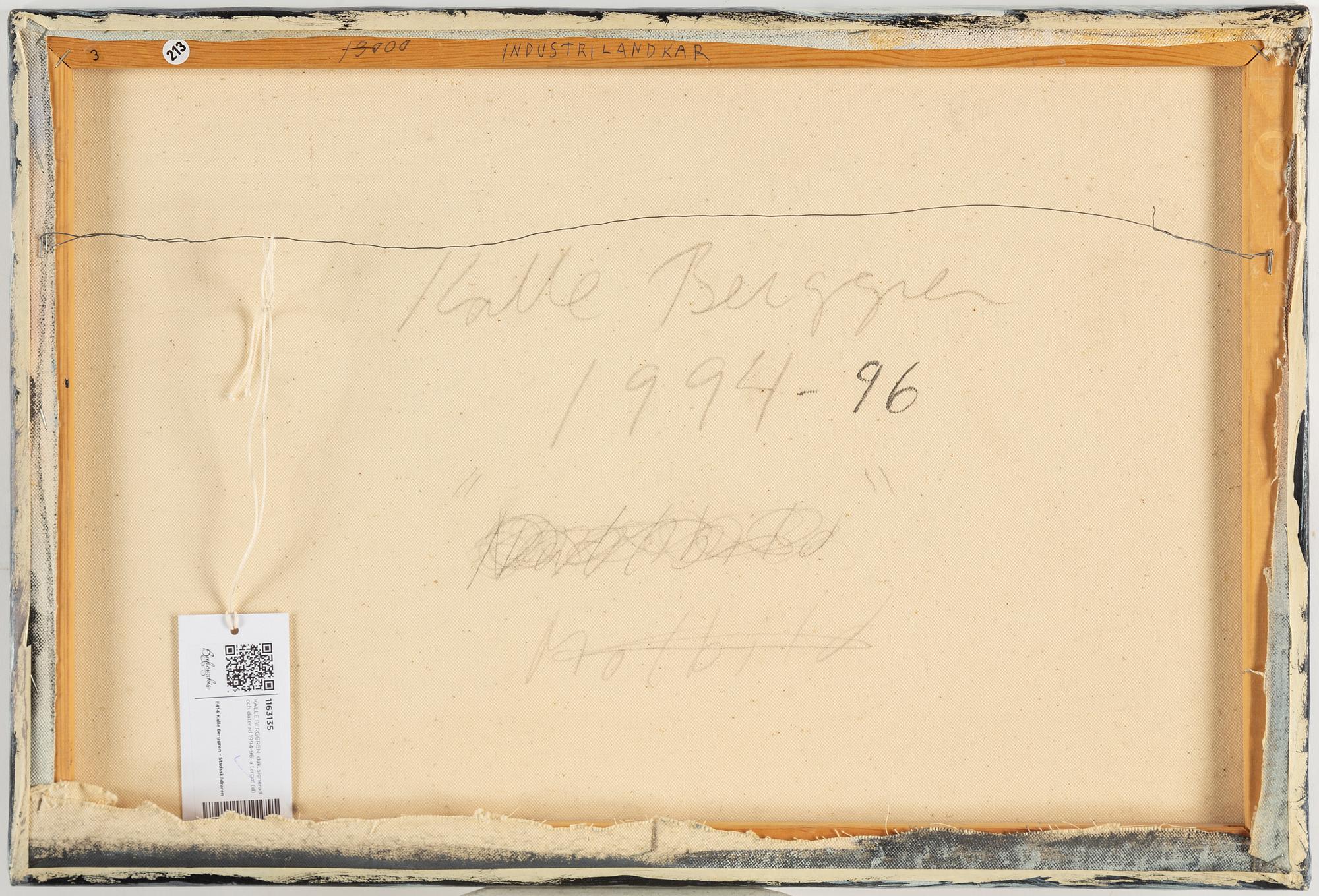 KALLE BERGGREN, canvas, signed and dated 1994-96 on verso.