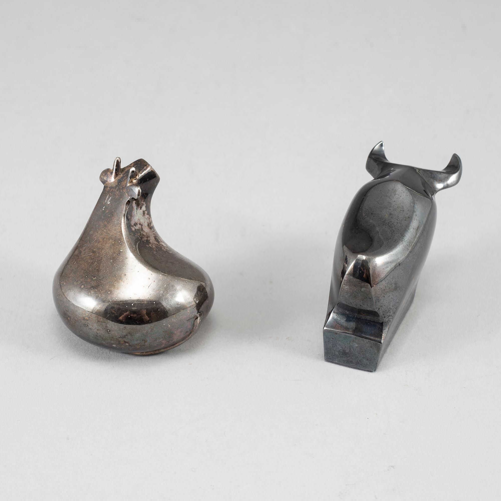 Two electro plated zinc figurines from Dansk Designs, Japan.