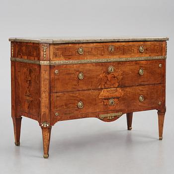 A Gustavian marquetry and gilt brass-mounted commode by J. Neijber (master 1768).
