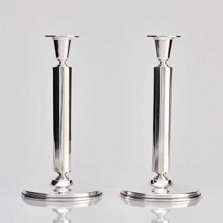 Atelier Borgila, a pair of sterling silver candlesticks, Stockholm 1982.
