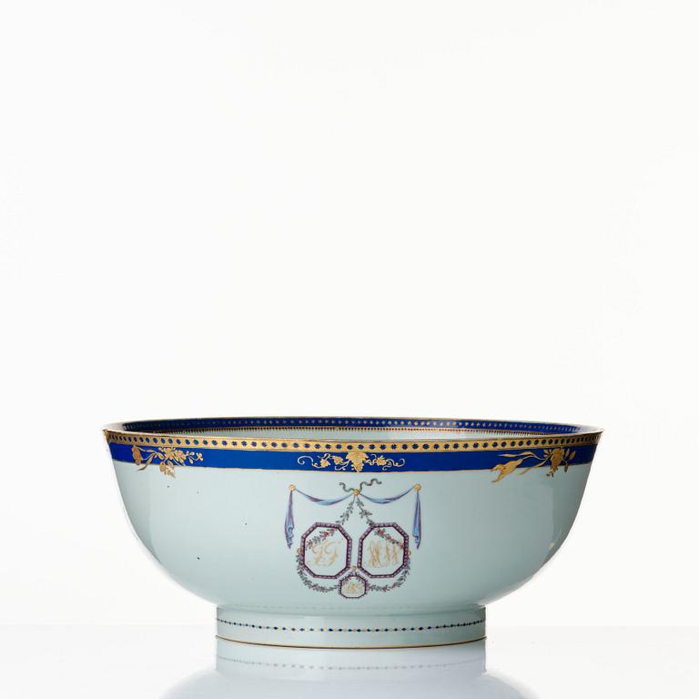 Bålar med fat, ett par , kompaniporslin. Qingdynastin, 1700-tal.