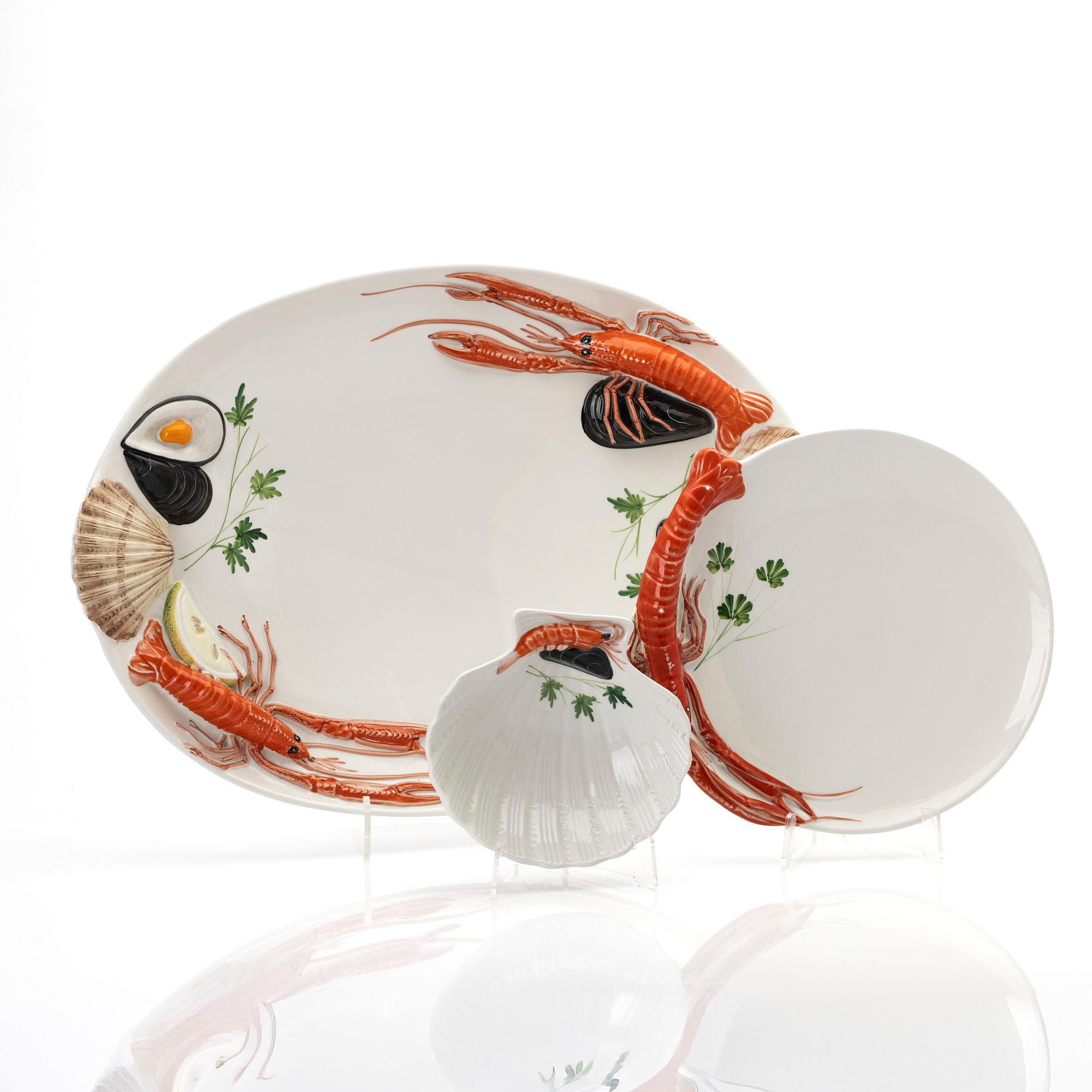 Dinner service, 13 pieces, ceramic, V.B.C. Cre Art, Treviso, Italy.