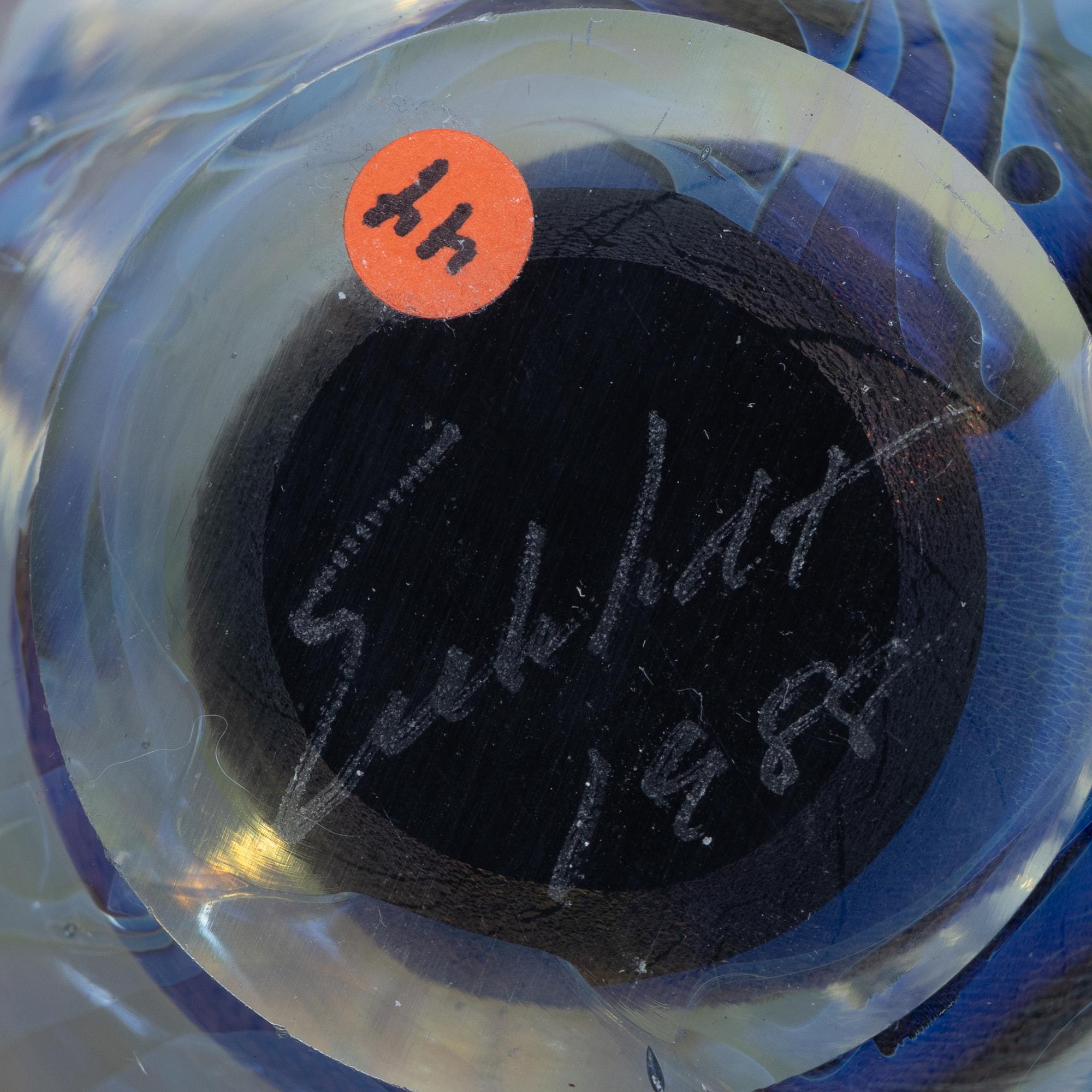 Six glass paperweights, including Robert Eickholt, USA, 1985, & Caithness of Scotland.