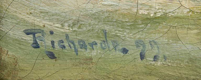 Ludvig Richarde, Two-masted schooner at sea.