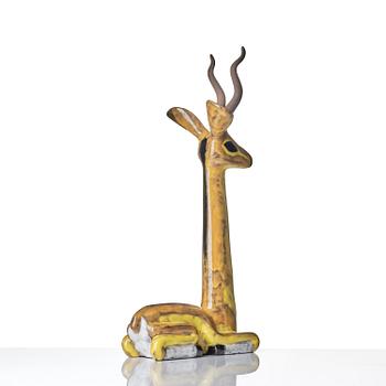 Vicke Lindstrand, a glazed ceramic sculpture of a gazelle, Upsala-Ekeby, Sweden, 1948-60.