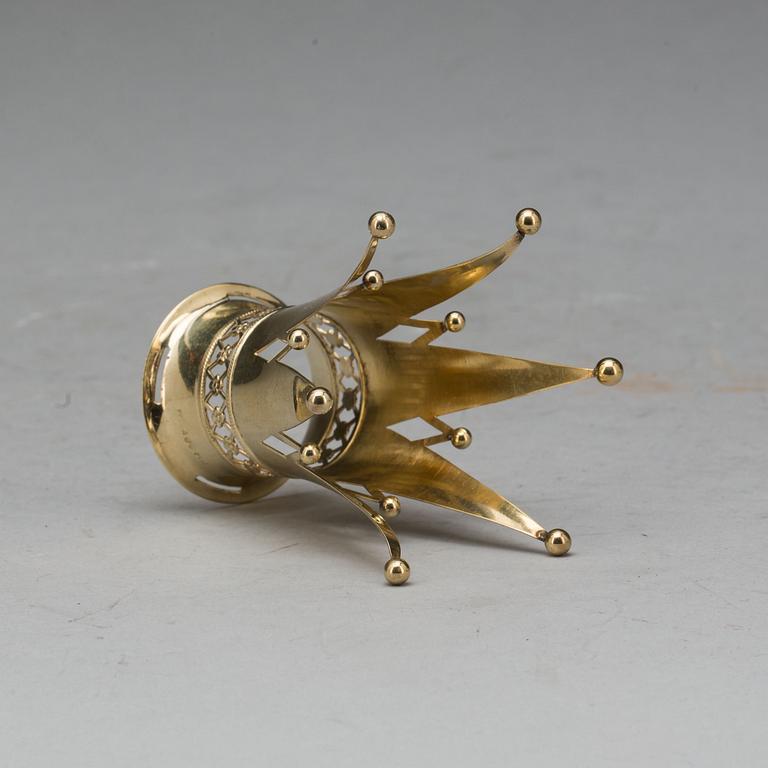 BRUDKRONA, förgyllt silver, K & E Carlson 1947, Göteborg. Ca 40g.