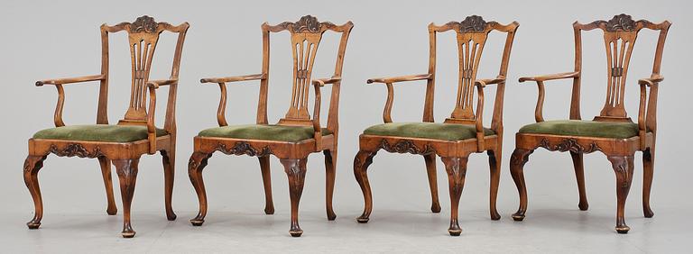 KARMSTOLAR, 4 st, rokokostil, Holland, 1800-tal.