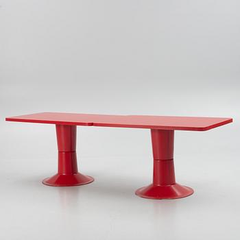 Yrjö Kukkapuro, a pair of 'Saturnus' tables and seven chairs, Haimi, Finland, 1970's.