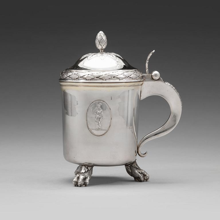 A Swedish 18th century parcel-gilt silver tankard, mark of Erik Sorsell, Stockholm 1794.