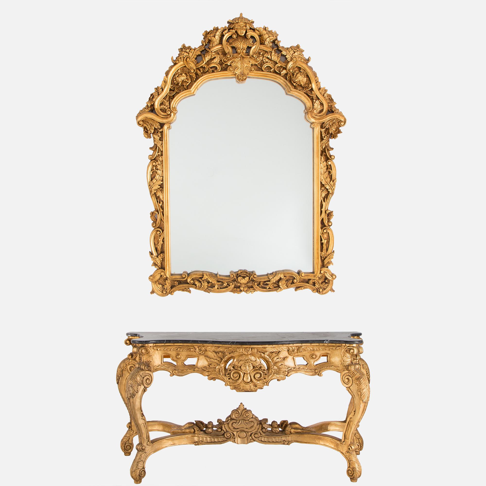 A later part of the 20th century mirror and consol table.