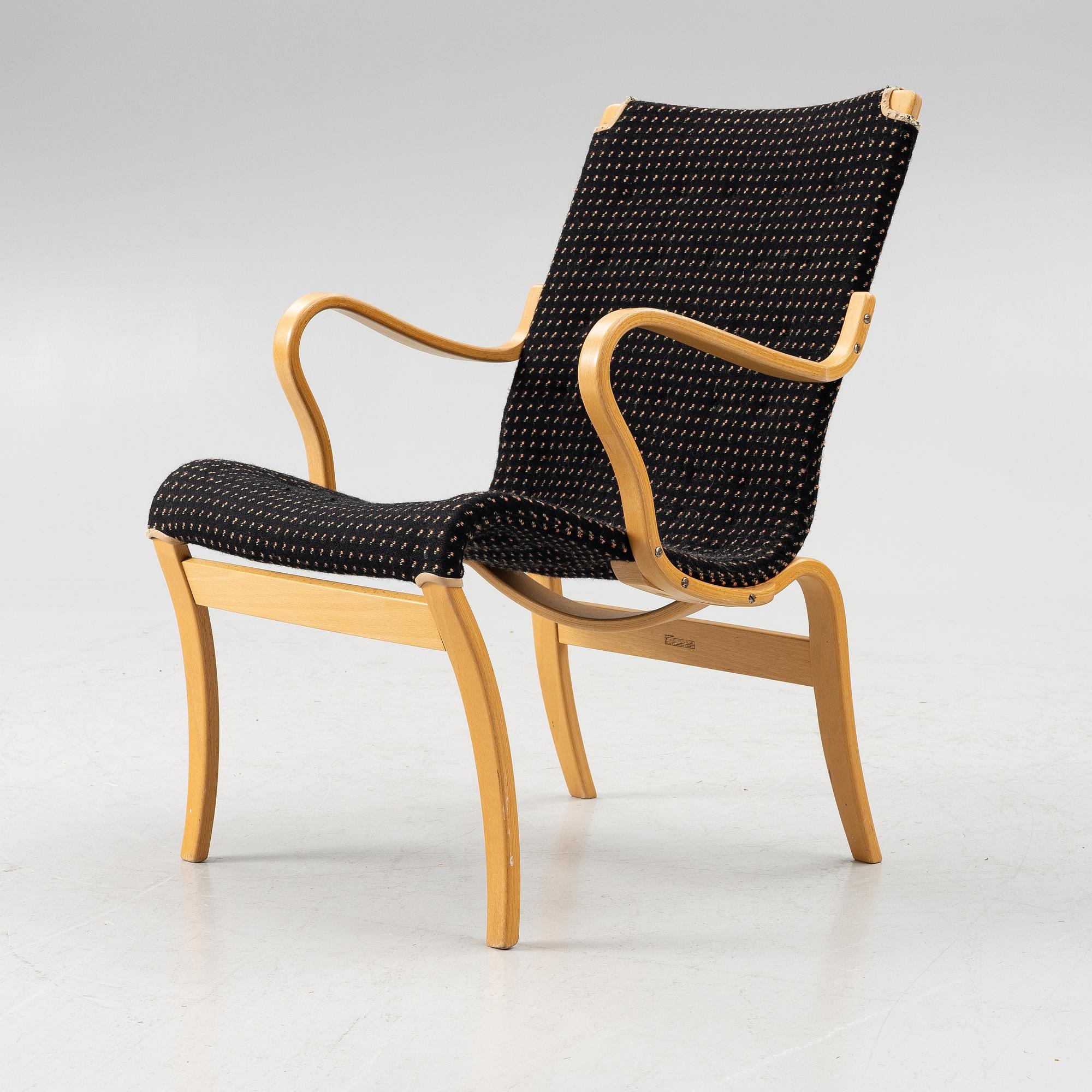 Bruno Mathsson, armchair, "Mina", Mathsson International, second half of the 20th century.
