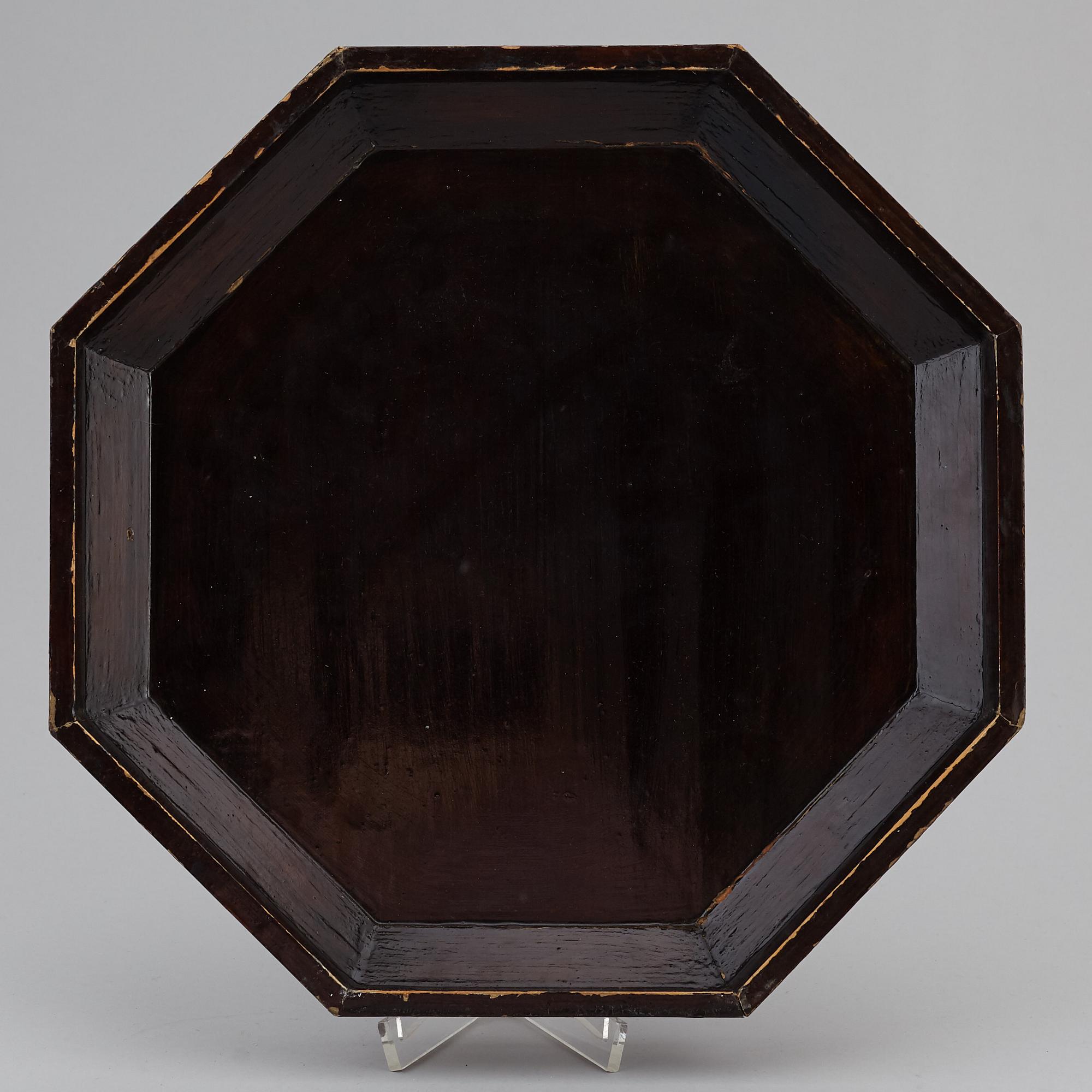 A nine piece enamel on coppar  cabaret in a wooden box, Qing dynasty.