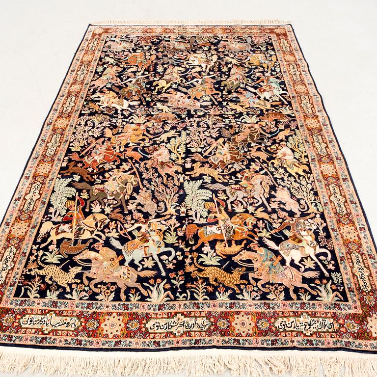 Matta Kashmir silke figural old/semiantik ca 275x183 cm.