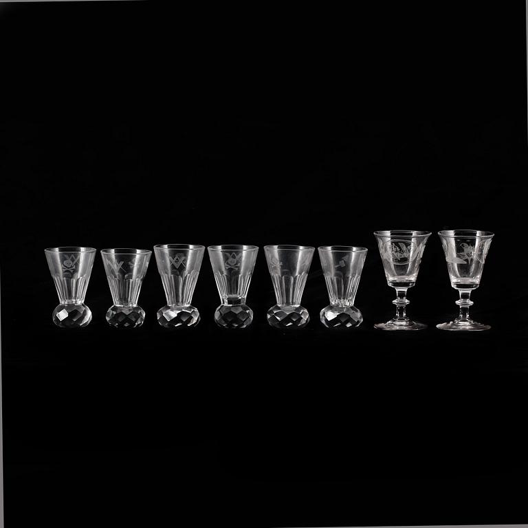 SPETSGLAS, 6+2 st. 1800/1900-tal.