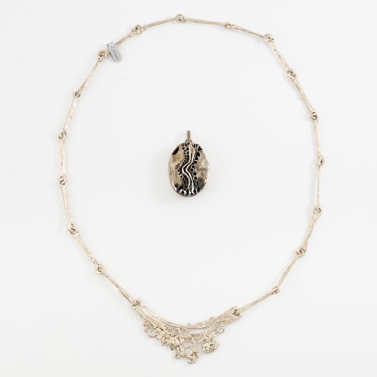 Lars Arby, a necklace and a pendant, sterling silver and silver, Gothenburg.