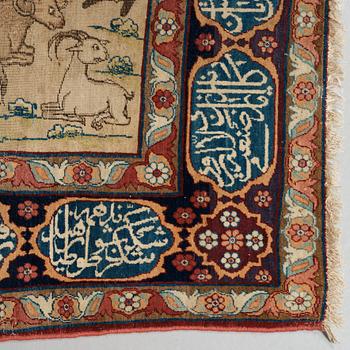 CARPET. Semi-antique Kerman Laver Figural. 200,5 x 126,5 cm.