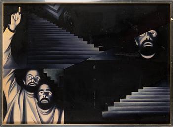 Totte Mannes, oil on board, signed.