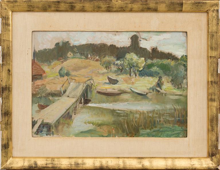 HANNA PAULI, olja på pannå, signerad.