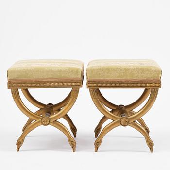A pair of late Gustavian stools attributed to E. Ståhl (master in Stockholm 1794-1820).