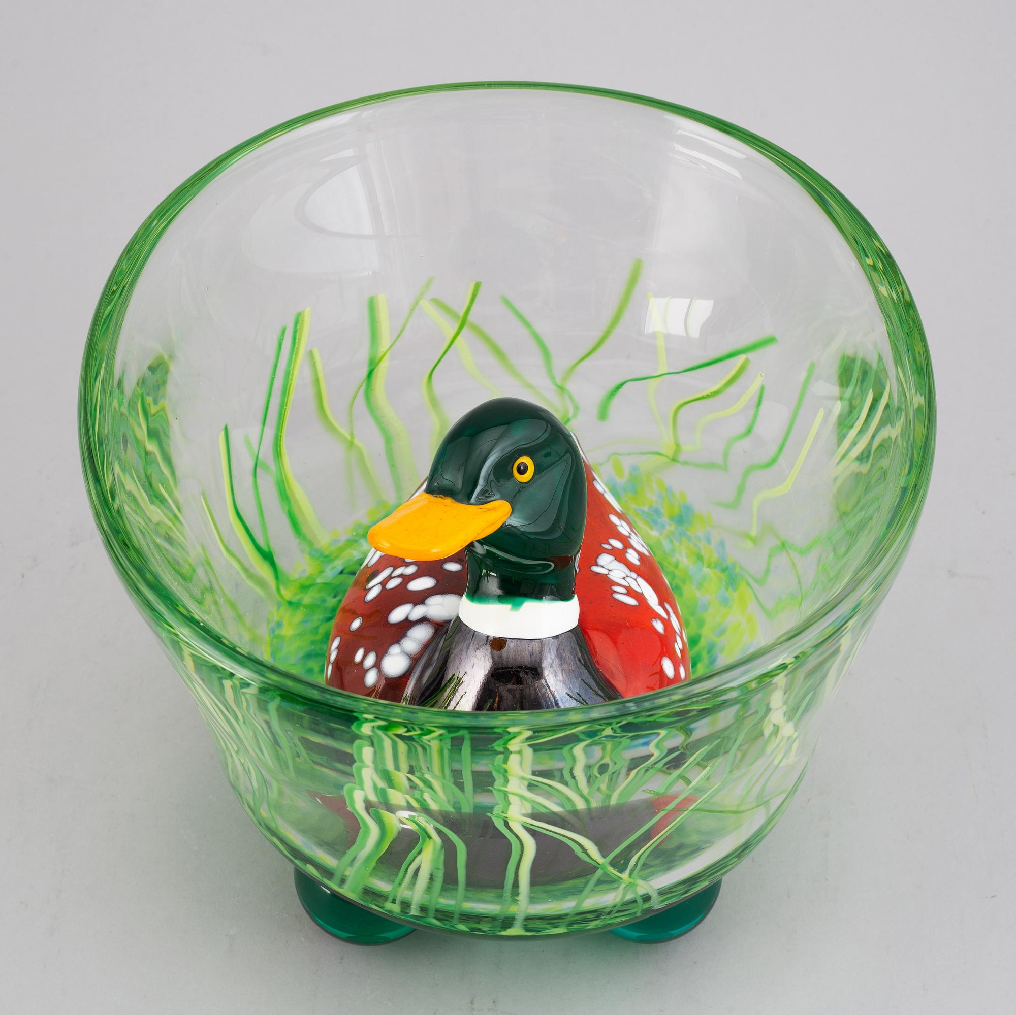 Ernst Billgren, skulptur, glas, "And i Vas", Kosta Boda, numrerad 15/30, signerad.