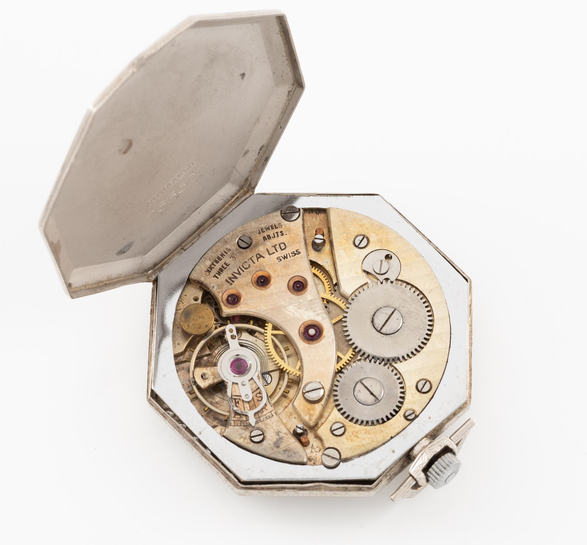 Invicta, Chronometer, pocket watch, platinum/diamonds, 43 mm.