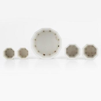 Prins Eugen, five 'Waldemarsudde' porcelain plant pots, Gustavsberg.