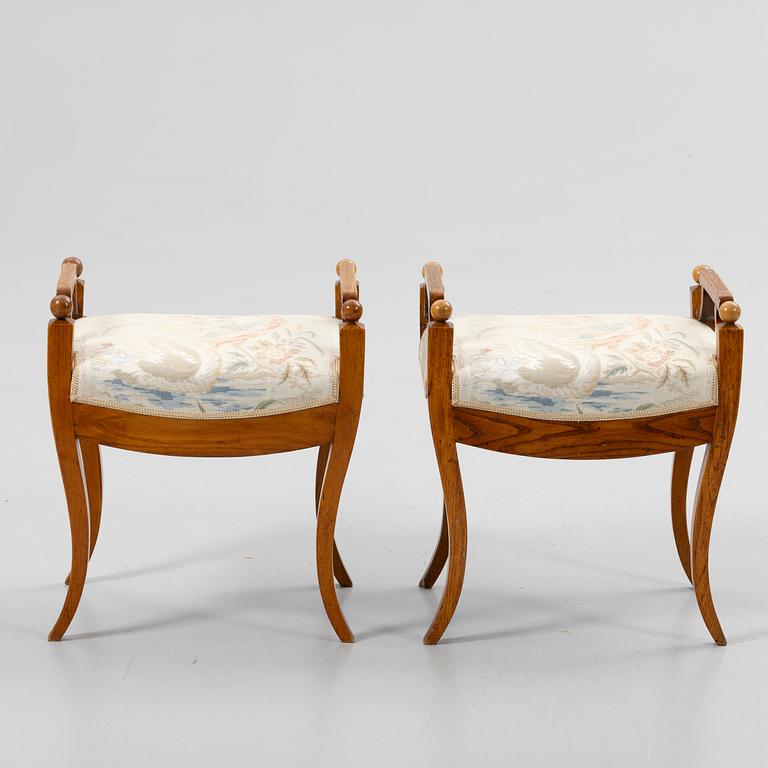 A pair of Karl Johan stools, 19th century.