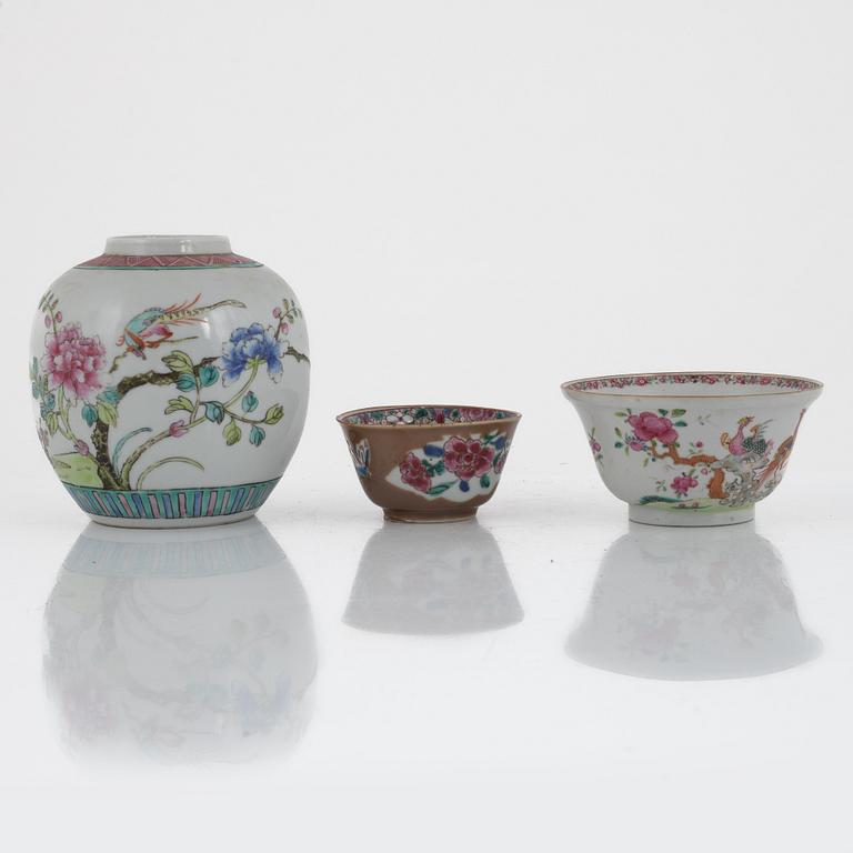 Two Chinese porcelain bowls, Qing dynasty, Qianlong (1736-95) and a bowl, China, early 20th century.