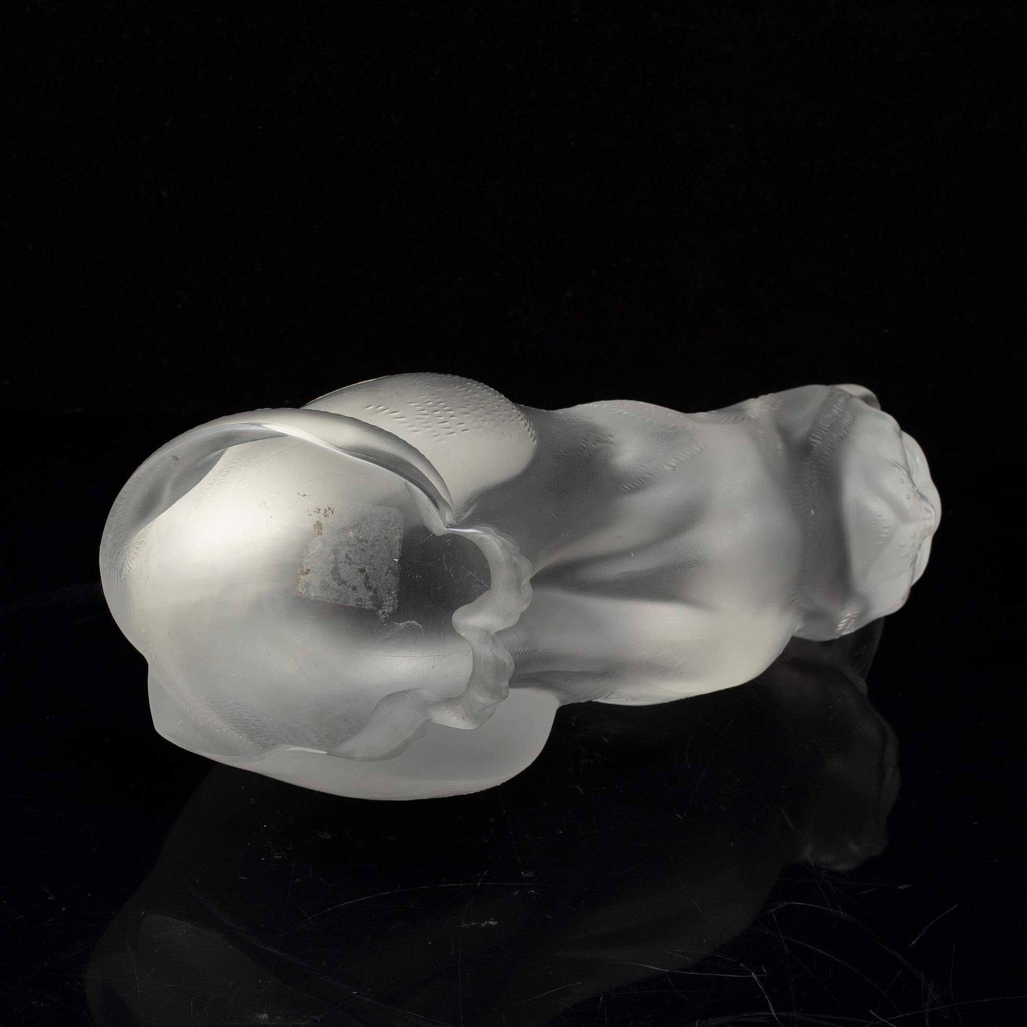 RENE LALIQUE, figurin i form av katt, signerad Lalique France, gjutet glas 1900-talets senare del.