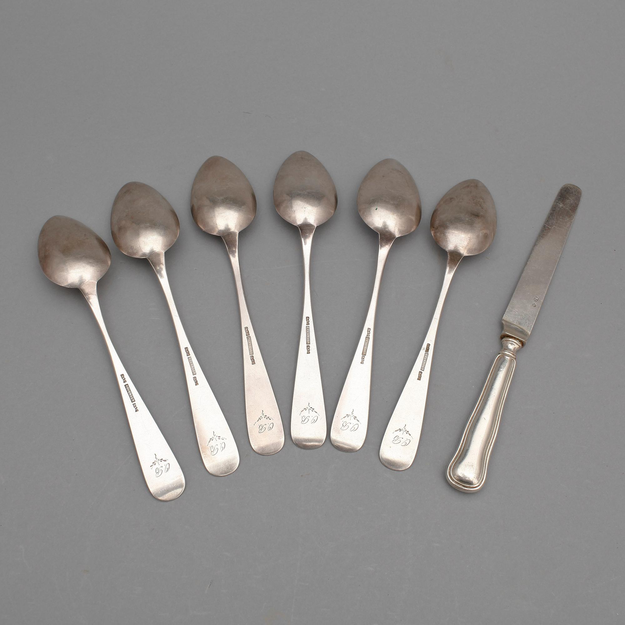 BESTICKSERVISDELAR, 20 delar, bl a  P. EVERSEN, mestadels Norge, 1900-talets första hälft. Totalvikt ca 565 gram.