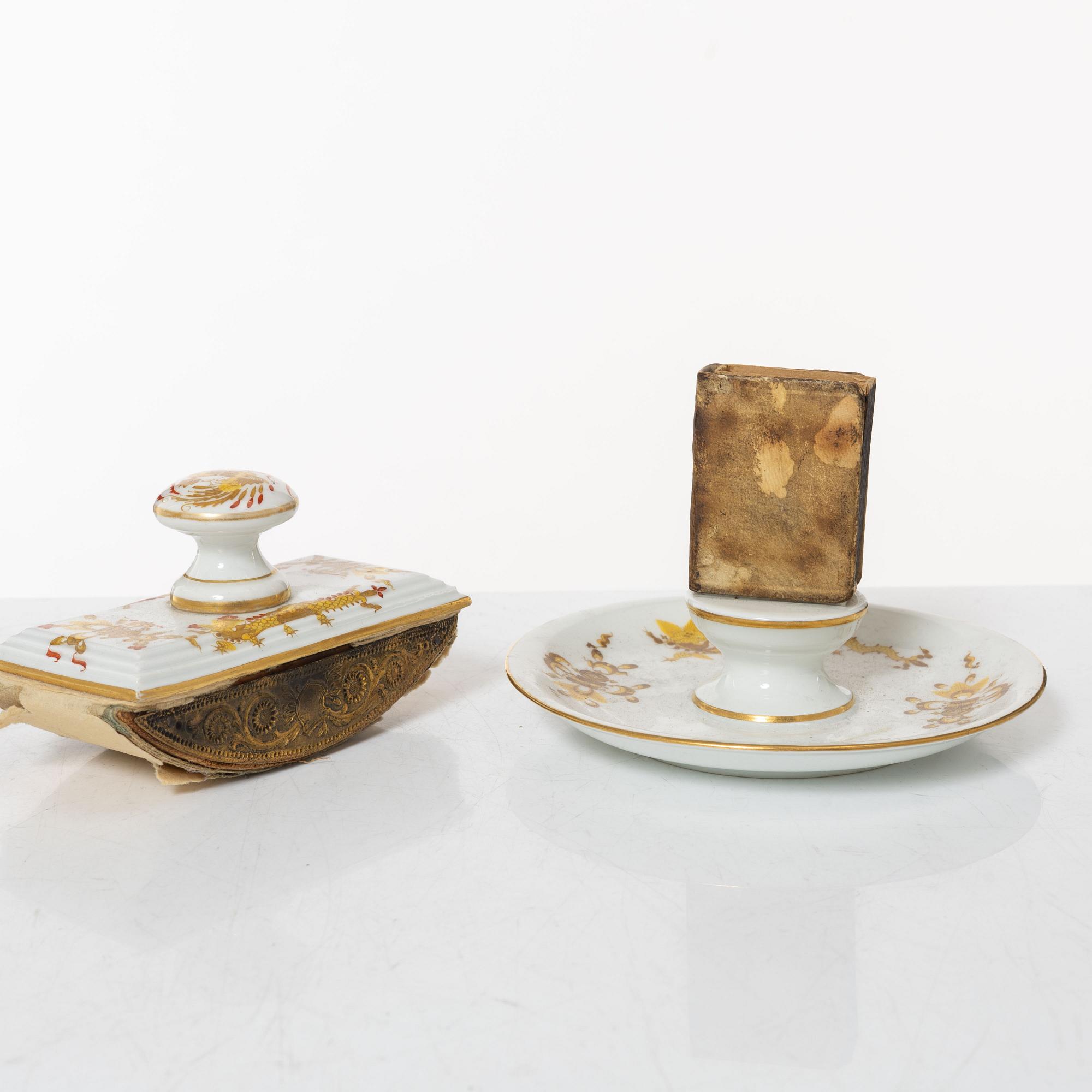 Meissen, servisdelar, 7 st, porslin, "Yellow court dragon", Tyskland.