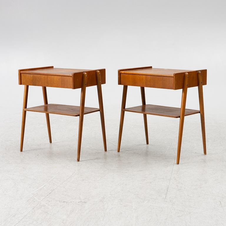 Nightstands, a pair, AB Carlströms & co Furniture Factory, mid-20th century.