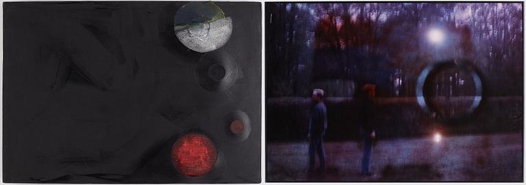 Stig Sjölund, diptych, photography and mixed media on canvas, signed and dated 1987 on verso.