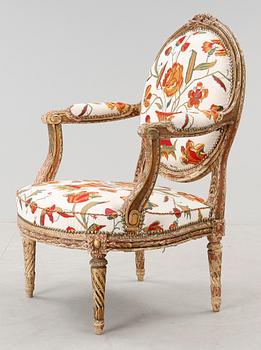 KARMSTOL, Louis XVI-stil, omkring 1900.