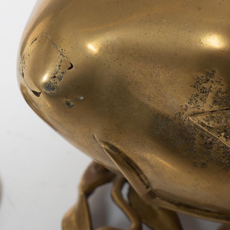 A Chinese brass 'peach' censer, first part of of the 20th century.