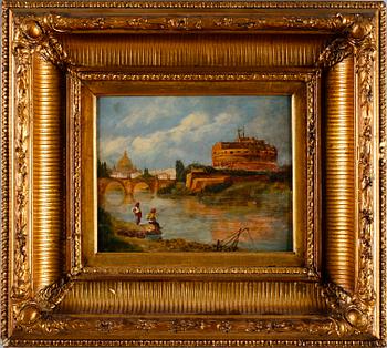 OIDENTIFIERAD KONSTNÄR, olja på pannå, otydligt signerad.