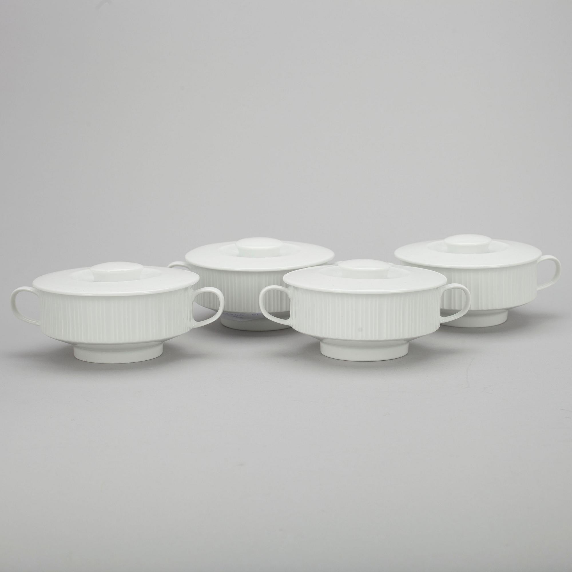 SOPPSKÅLAR, 4 st, porslin, "Variation" svart och vitt, Tapio Wirkkala Rosenthal, 1962-65.