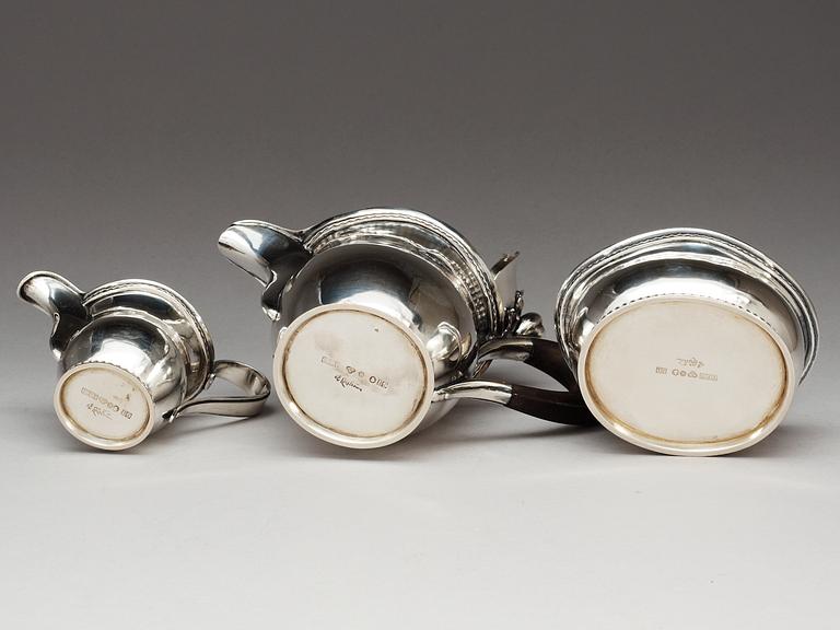 An Eric Råström three pcs of sterling tea service, by CG Råström, 1955.