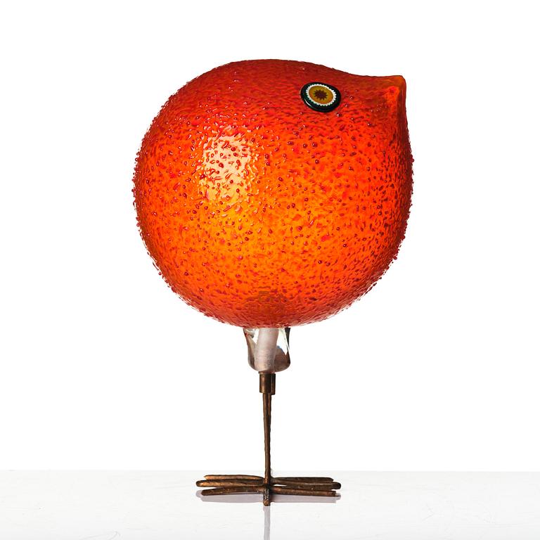 Alessandro Pianon, skulptur, "Pulcino", fågel, glas, Vetreria Vistosi, Italien, 1960-tal.
