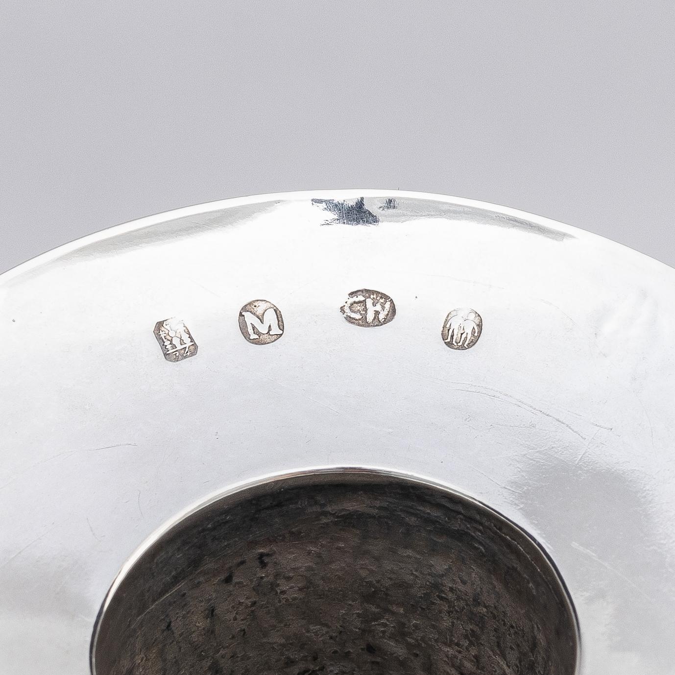 A pair of Danish 19th century silver candelabras, marks of Caspar Julius Wrom, Copenhagen 1834.