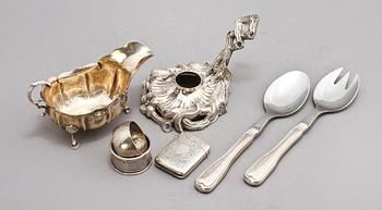 PARTI SILVER, 7 st, 1800/1900-tal. Vikt 395 g.