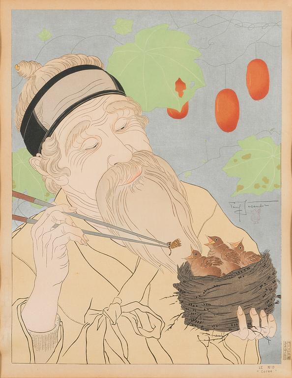 PAUL JACOULET, woodcut, signed, 1941.