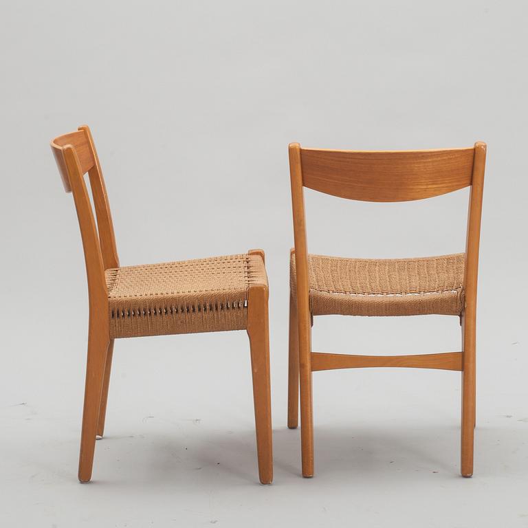 STOLAR, 6 st, teak och bok. 1900-talets mitt/andra hälft.