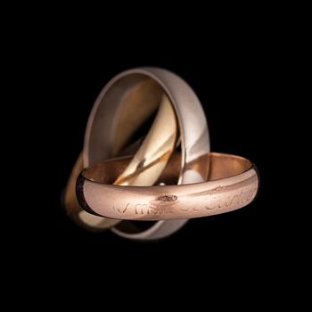 RING, "Trinity" 18K guld, Cartier. Vikt 6 g.