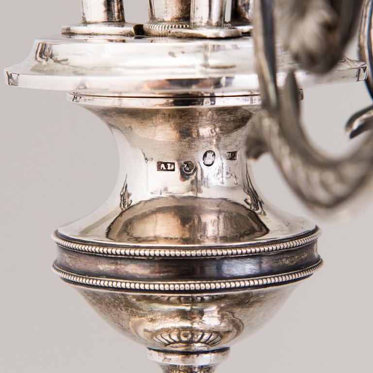 ANDERS LUNDQVIST, KANDELABERPAR, silver, Stockholm 1826.