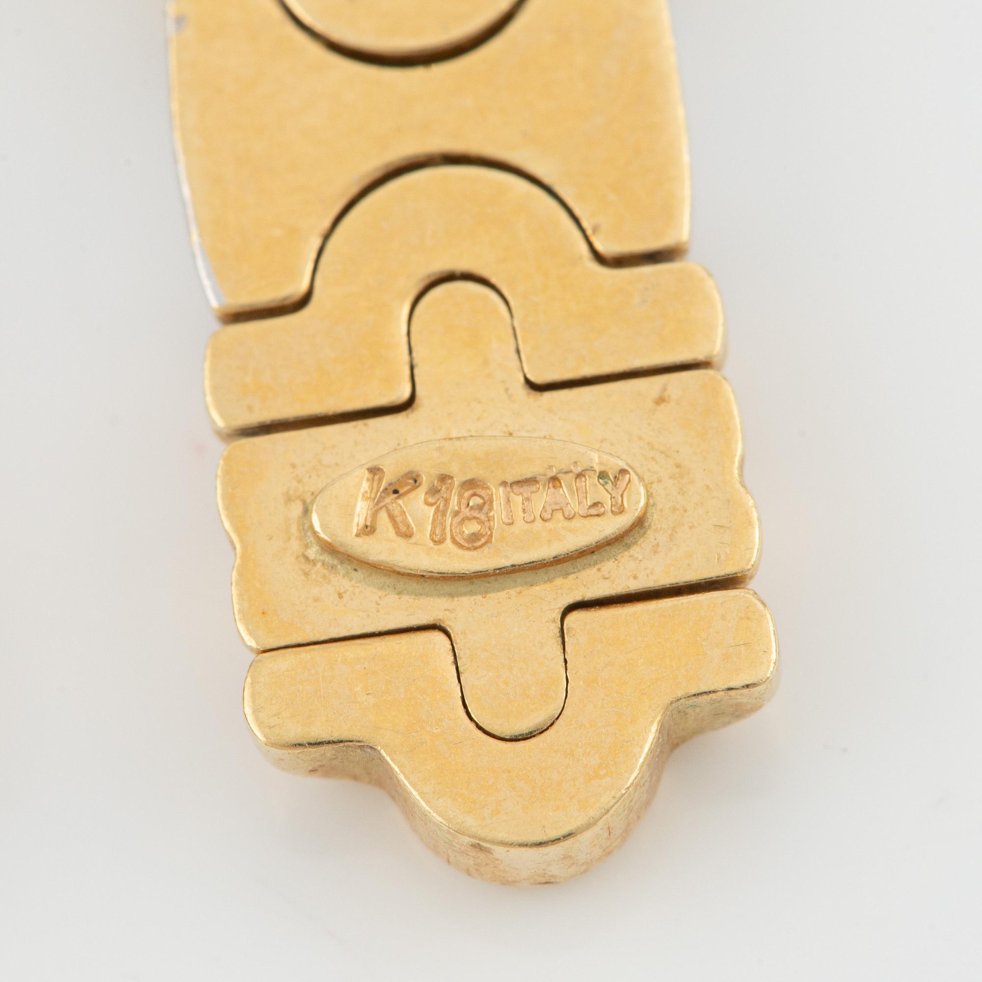 Ring samt örhängen, ett par, 18K guld, Italien.