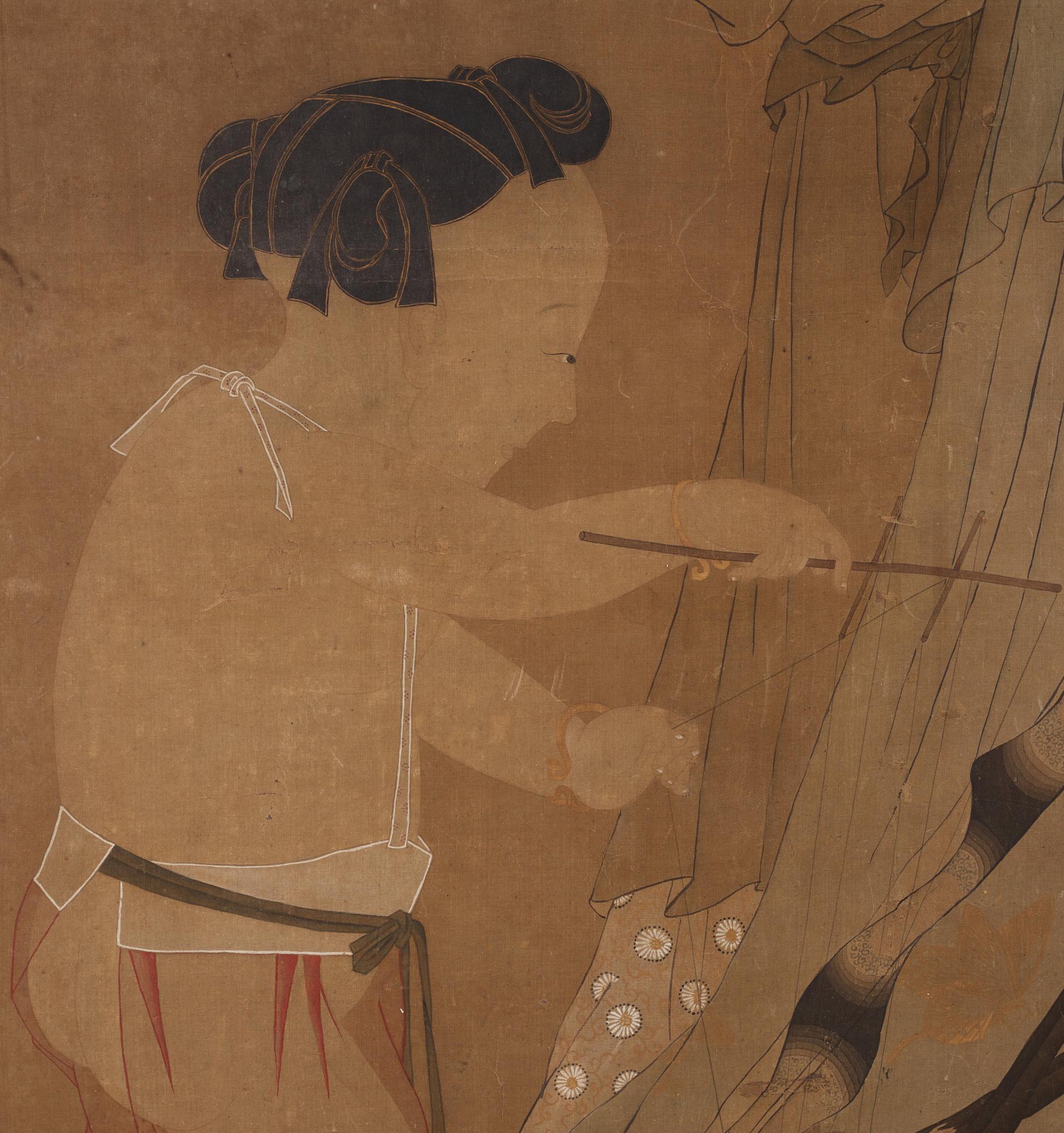 A large scroll painting by anonymous artist, ink and colour on silk, Qing dynasty, 18th century.