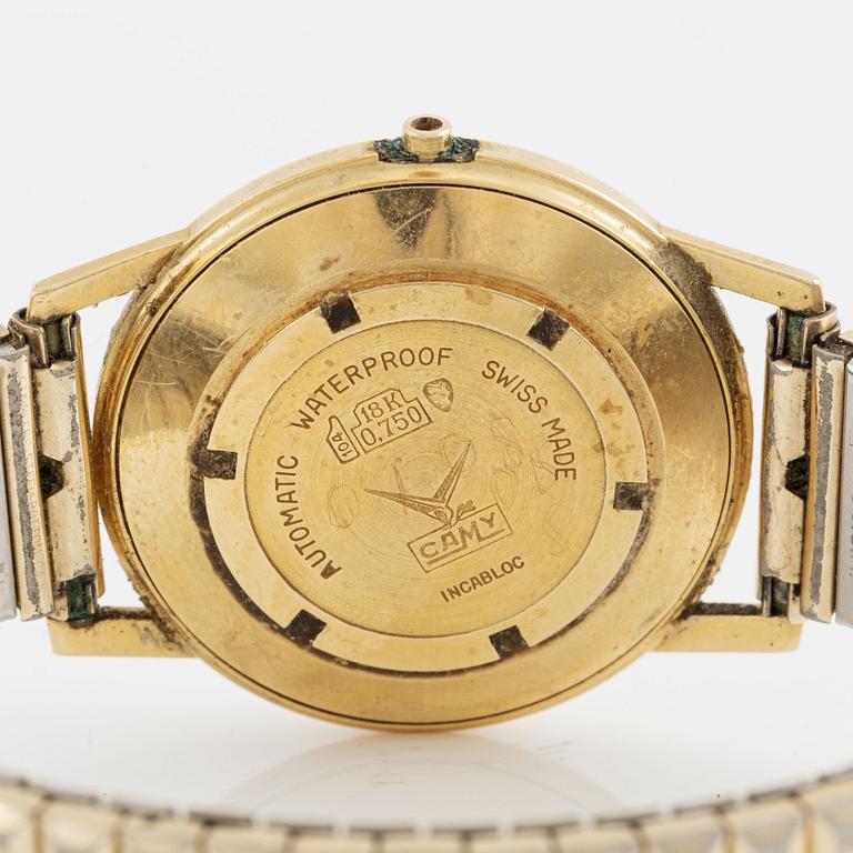 Camy, Superautomatic, 18K gold, wristwatch, 34 mm.